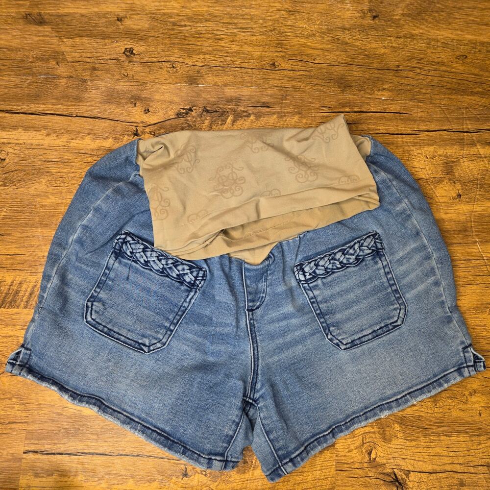 Jessica Simpson Maternity Full Panel denim jeans shorts size Large